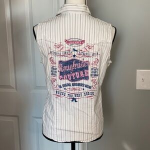 Rough rider Biker Western Pearl Snap Buttons Bling Striped Vest